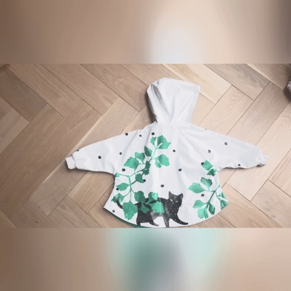 Girl-Catimini Cute Black Cat Oilskin Raincoat - Botanical Garden (3Y) - Picture 4 of 9